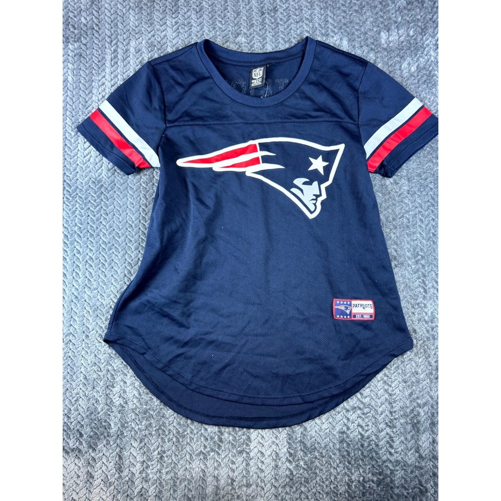New England Patriots Jersey Women Medium Blue #60 NFL Team Apparel Football Mesh